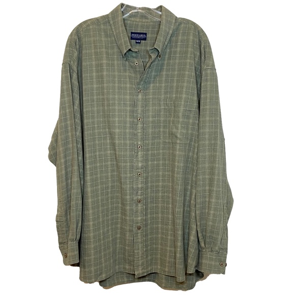 Oscar de la Renta Men Green Plaid Long Sleeve Shirt US XXL - Picture 1 of 8